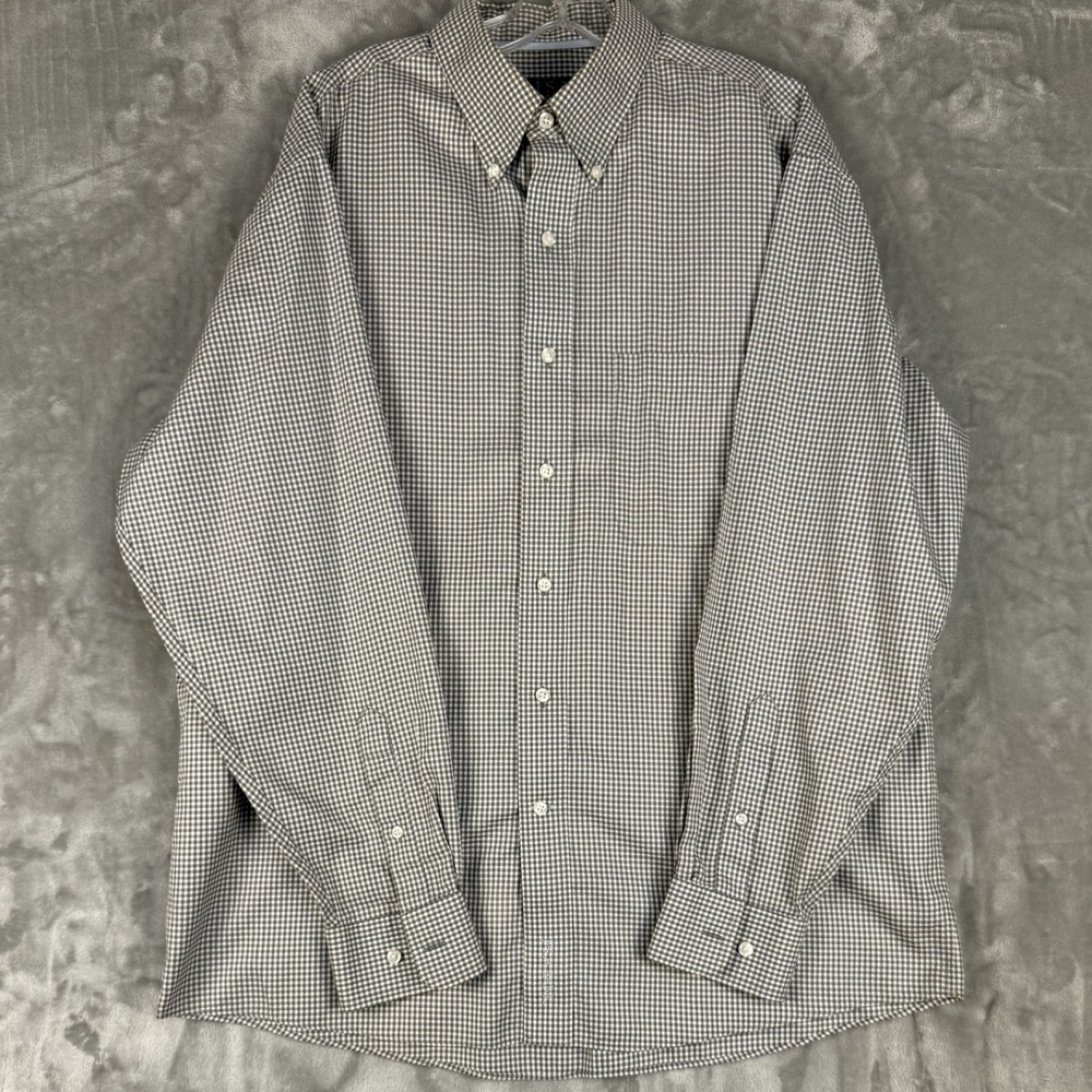 Jos A Bank Signature Collection Wrinkle Free Mens Long Sleeve Gingham Shirt‎ L